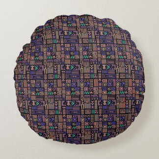 Africa Mudcloth pattern abstract modern art 3 Round Cushion