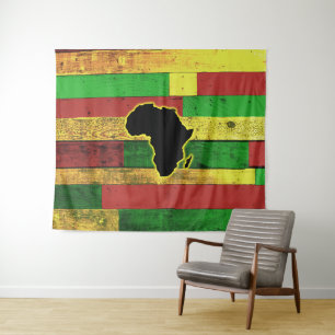 Africa on Wooden Boards Tapestry