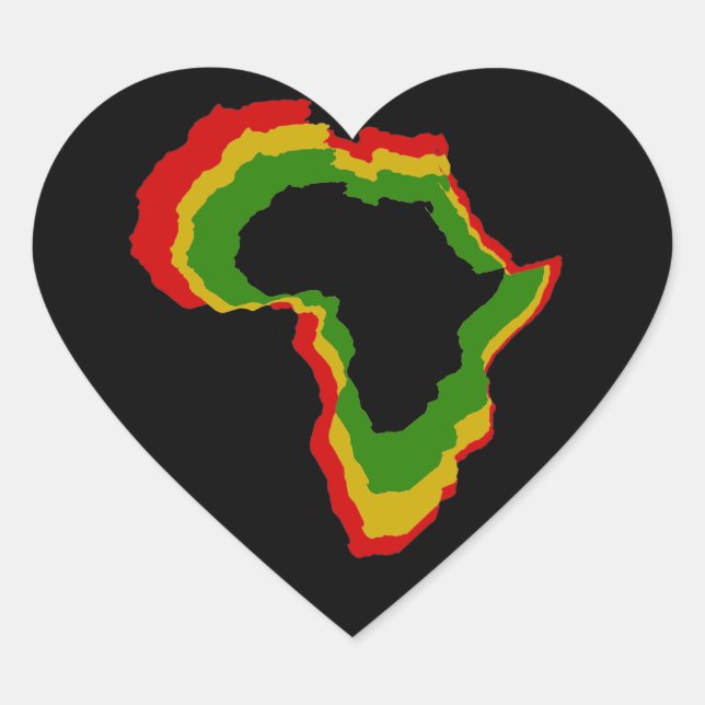 "Africa - Pan African Colours" [a] Heart Sticker (Front)