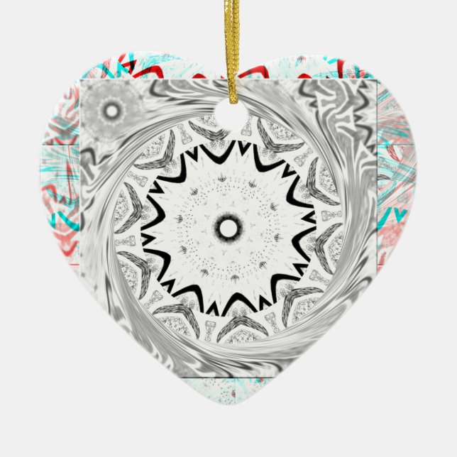 Africa Pink Cyan geometry Ceramic Tree Decoration (Front)