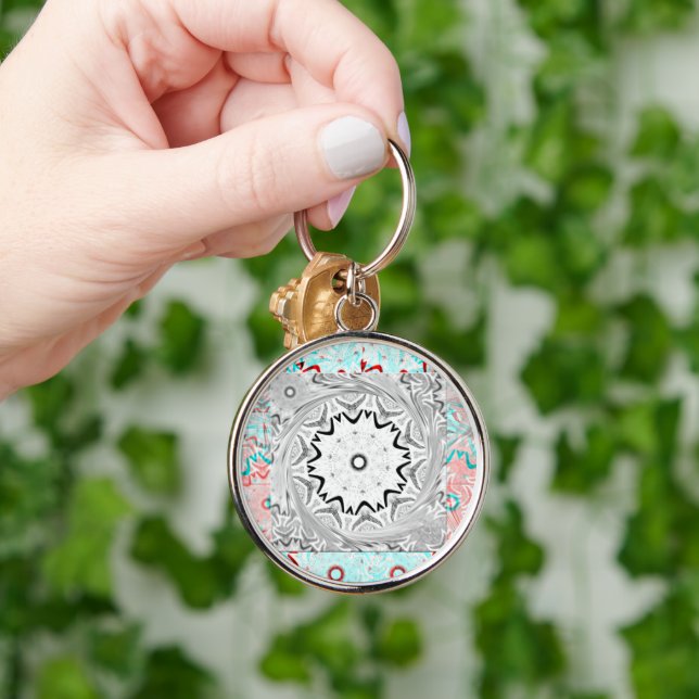Africa Pink Cyan geometry Key Ring (Hand)