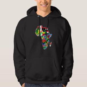 Africa Pride African Continent Map With Flags For Hoodie