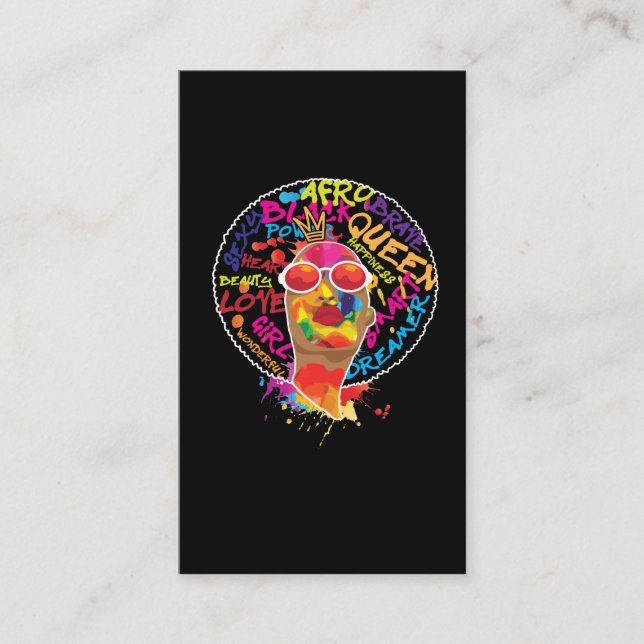 Africa Proud Black American Afro Melanin Queen Business Card (Front)