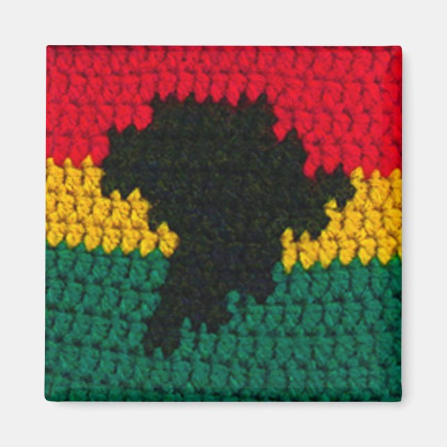 Africa Red Gold Green Black Map Crochet Print on Magnet (Front)