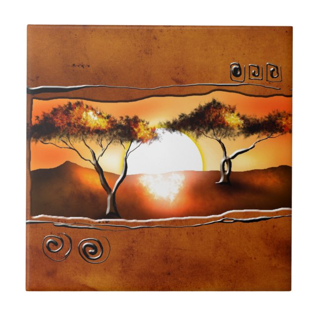 Africa retro vintage style gifts 12 tile (Front)