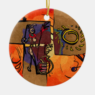 Africa retro vintage style gifts ceramic tree decoration