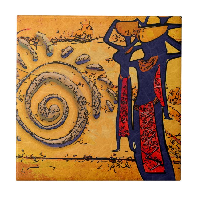 Africa retro vintage style gifts tile (Front)
