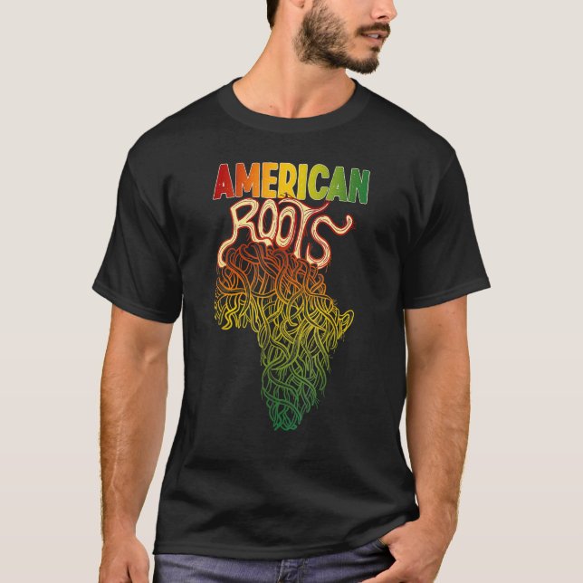 Africa Roots With African Expat Pan Africa Map Bla T-Shirt (Front)