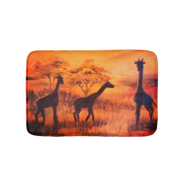 Africa Safari Steppe Giraffen Badvorleger Bath Mat (Front)