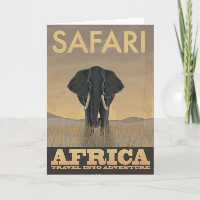 Africa Safari vintage travel poster Card (Front)
