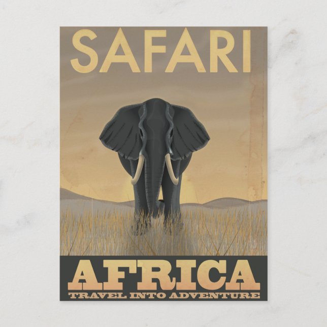 Africa Safari vintage travel poster Postcard (Front)