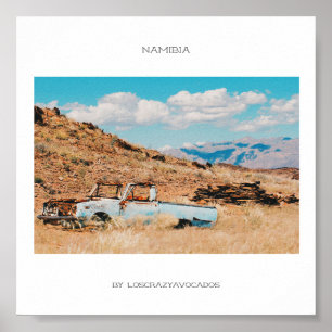 Africa Savannah Grass Car Mountains Namibia Poster