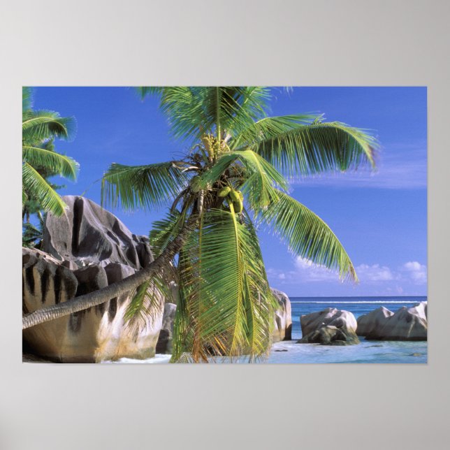 Africa, Seychelles, La Digue Island. Granite Poster (Front)