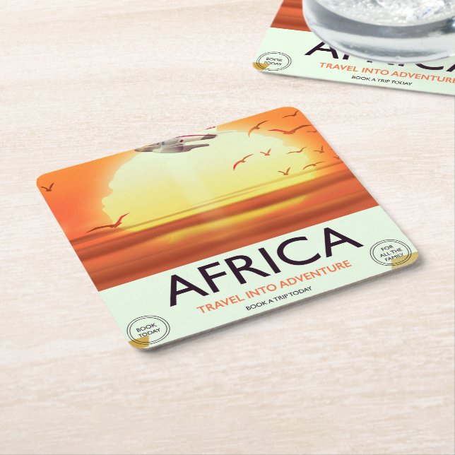 Africa Square Paper Coaster (Angled)