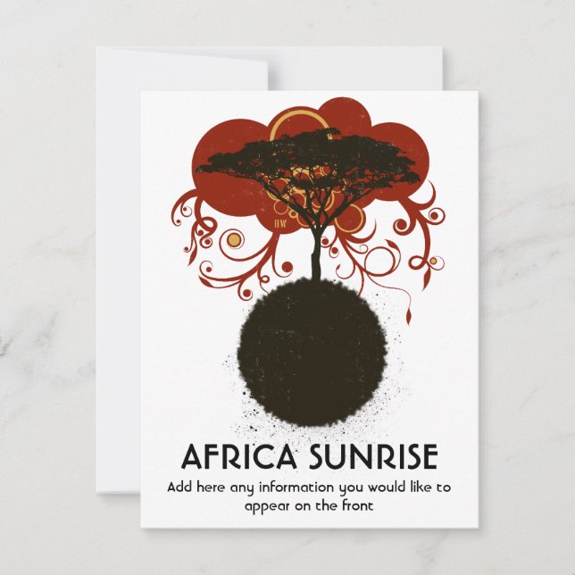 Africa sunrise customisable invitation (Front)