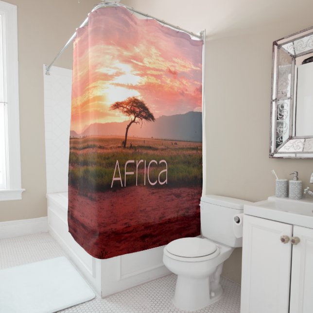 Africa Sunset African Shower Curtain (In Situ)