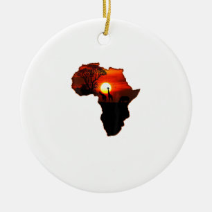 Africa T Shirt Map Of Africa Tee South African Sun Ceramic Tree Decoration