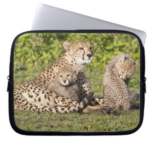 Africa. Tanzania. Cheetah mother and cubs 2 Laptop Sleeve