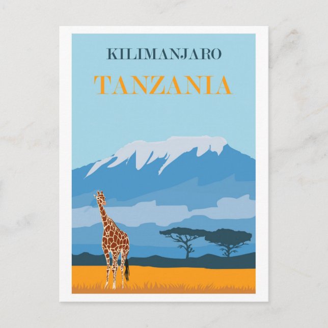 Africa Tanzania Mount Kilimanjaro Vintage Travel Postcard (Front)