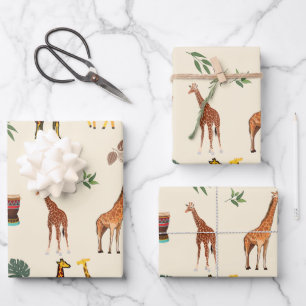 Africa Themed Giraffe  Wrapping Paper Sheet