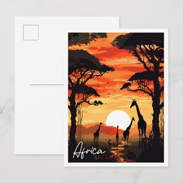 Africa vintage travel illustration postcard (Front/Back)