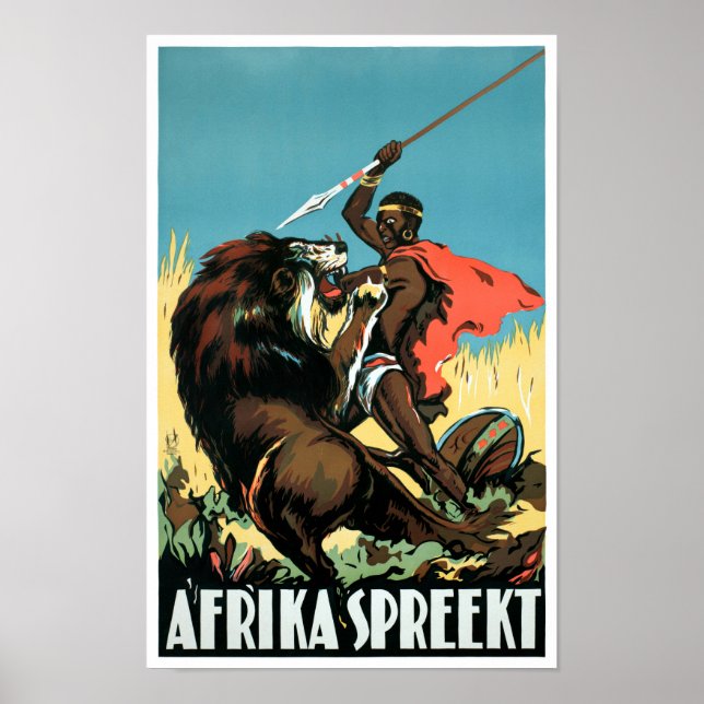 Africa Vintage Travel Poster Restored (Front)