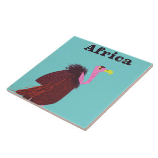 Africa Vulture vintage air travel poster Tile