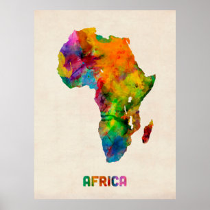 Africa Watercolor Map Poster
