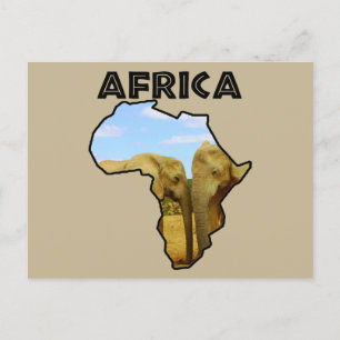 Africa Wildlife Continent Blue Sky Elephants Holiday Postcard