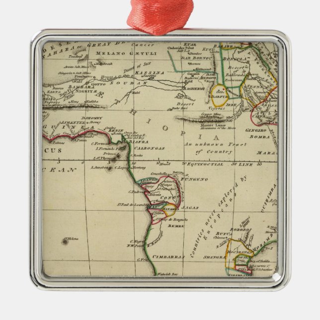 Africa with boundaries outlined metal tree decoration (Front)