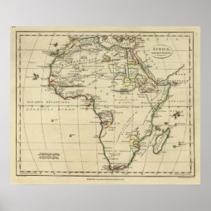 Africa with boundaries outlined poster