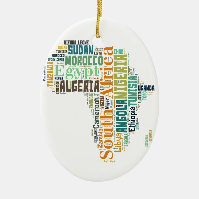 Africa Word Art Ceramic Tree Decoration (Front)