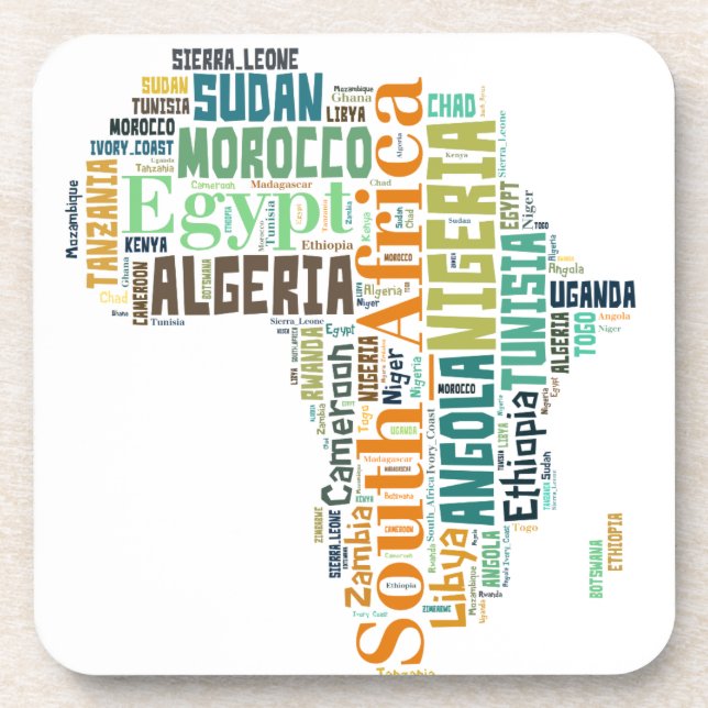 Africa Word Art Coaster (Front)
