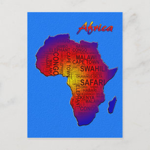 Africa word art postcard