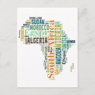 Africa Word Art Postcard