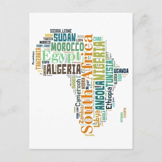 Africa Word Art Postcard (Front)