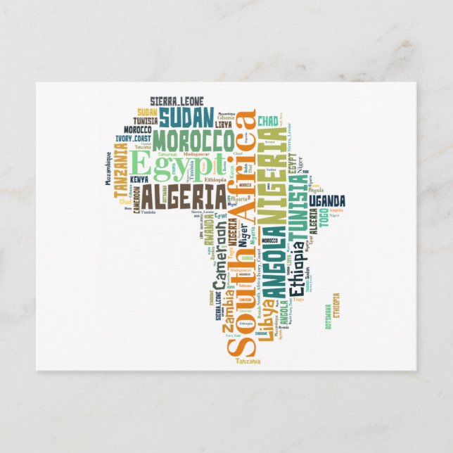 Africa Word Art Postcard (Front)