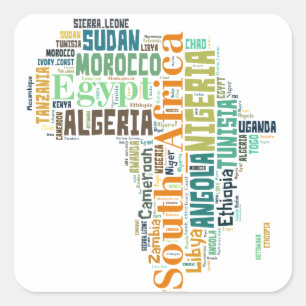 Africa Word Art Square Sticker