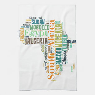 Africa Word Art Tea Towel
