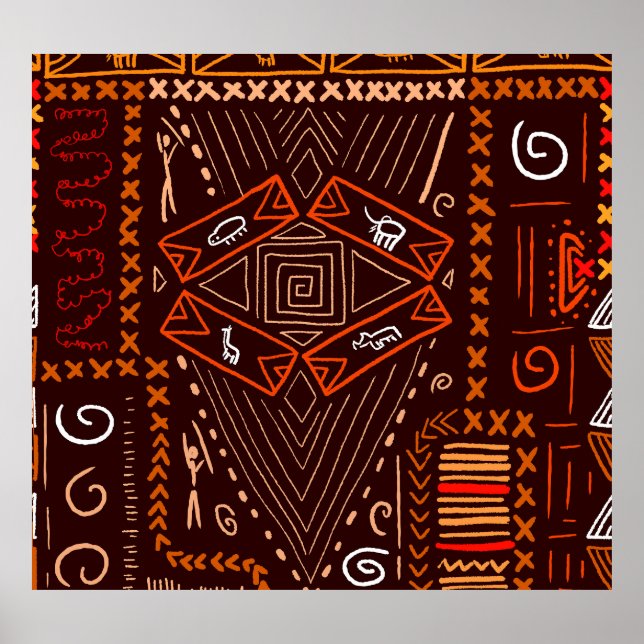African Aboriginal Art Seamless Pattern Poster (Front)