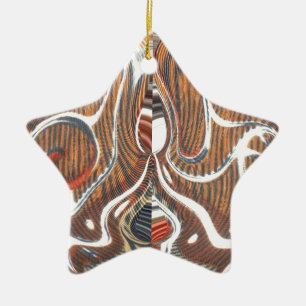 African Abstract Art Print Ceramic Tree Decoration