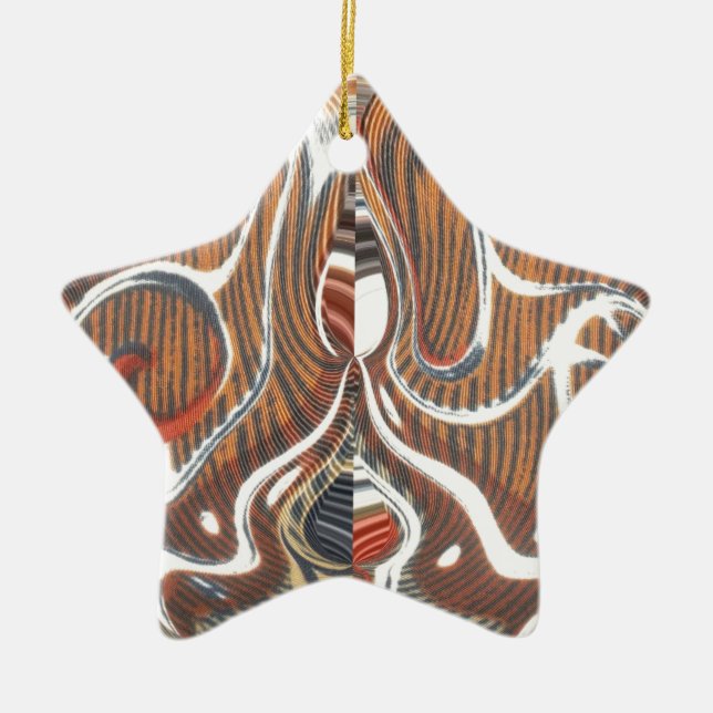 African Abstract Art Print Ceramic Tree Decoration (Front)