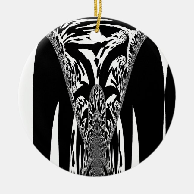 African Abstract Art Print Ceramic Tree Decoration (Front)
