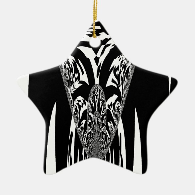 African Abstract Art Print Ceramic Tree Decoration (Front)