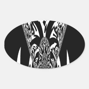 African Abstract Art Print Oval Sticker
