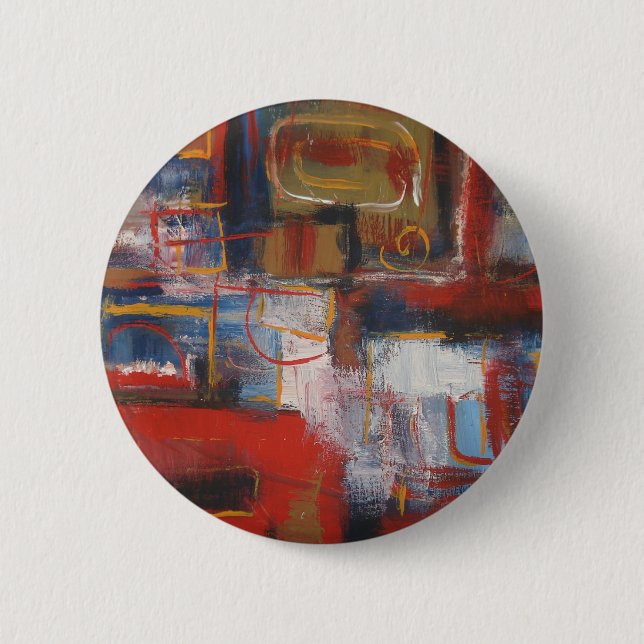 African Abstract Art - Squares & Circles 6 Cm Round Badge (Front)