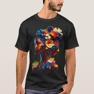 African Abstract Beautiful Origami Black Queen Flo T-Shirt
