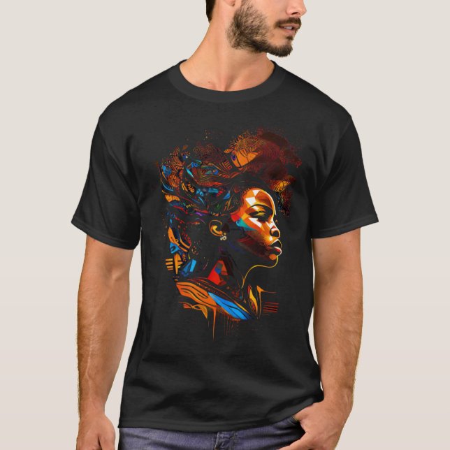 African Abstract Colorful Melanin Black Excellence T-Shirt (Front)