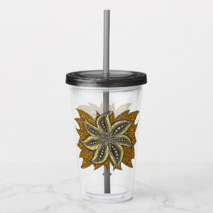 African Abstract Floral Batik Style Acrylic Tumbler