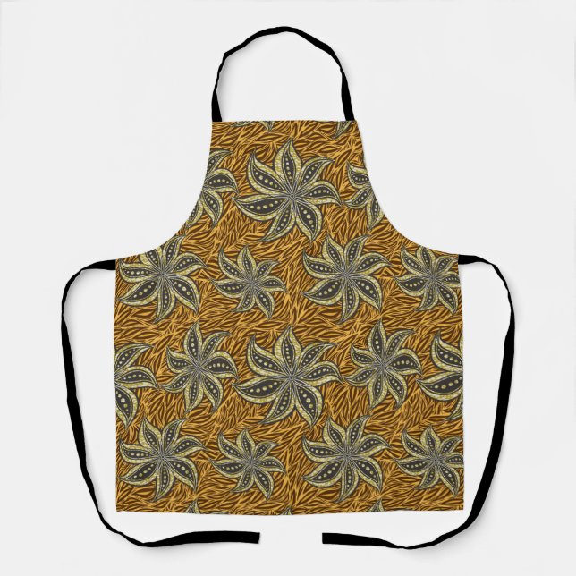 African Abstract Floral Batik Style Apron (Front)